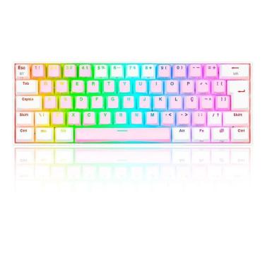 Imagem de Teclado Mecânico Gamer Redragon Draconic Pro, RGB, Switch Brown, USB, Bluetooth, ABNT2, Rosa e Bran-Unissex