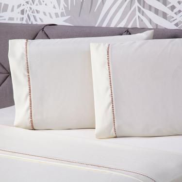 Imagem de Jogo De Cama Lençol King Essential Liso Palha Com Fronhas 04 Peças - Percal Soft 200 Fios