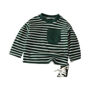 Imagem de Camiseta Listrada De Manga Comprida Para Bebês, Meninos E Meninas, Cas