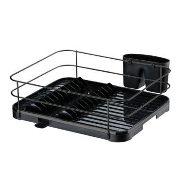 Imagem de Escorredor Louça Pratos Porta Talheres Preto Onix Bandeja          Ref