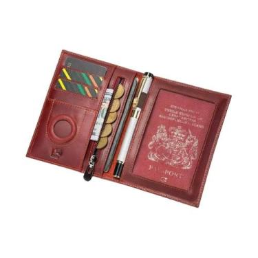 Imagem de Carteira RFID Para Passaporte Com AirTag Em Couro Crazy Horse, Essenci