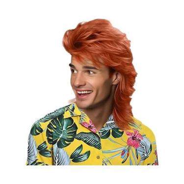 Imagem de HAIRJOY Perucas de tainha de cabelo sintético para homens 70 e 80s fan