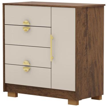 Imagem de Cômoda Sapateira Para Quarto 1 Porta 4 Gavetas Paraty V01 Imbuia Fend - Lyam Decor