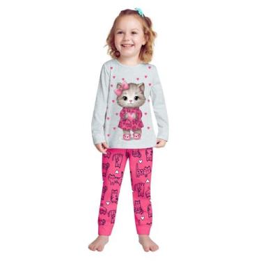 Imagem de Pijama Infantil Menina Blusa Manga Longa e Calça Meia Malha Confortáve