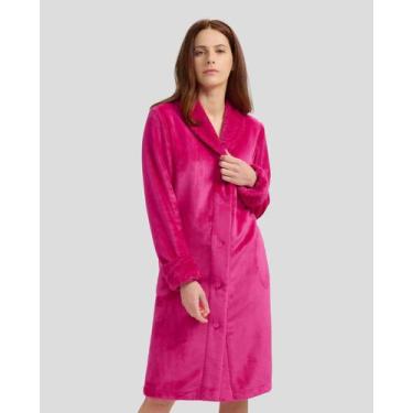 Imagem de Roupão Feminino Abotoado Macio Fucsia Lohe, Fucsia, P