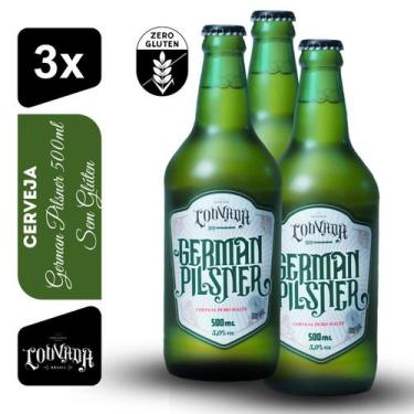 Imagem de Cerveja German Pilsner Cervejaria Louvada 500ml Kit 3 unidades Sem Glú