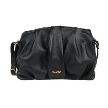 Imagem de Bolsa Feminina Pouch Classe Couro Alça Transversal 3285, Preto