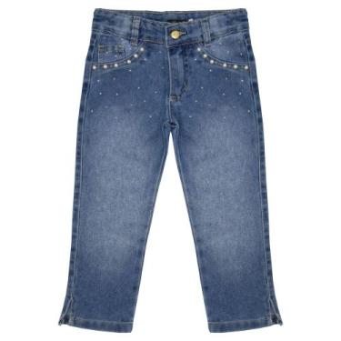 Imagem de Calça Infantil Look Jeans c/ Pérolas Reta Jeans, 02