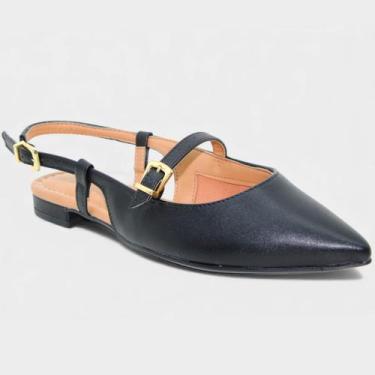 Imagem de Sandália Vizzano Salto Baixo Bico Fino Feminino - Preto, 38