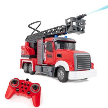 Imagem de Caminhão de Controle Remoto Bombeiro com jato de água, Guindaste e Esc
