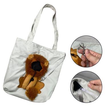 Imagem de Bolsa de Transporte para Pets Leva Pra Casa BSL3906 Estampa Leão Branco Náilon Ventilada