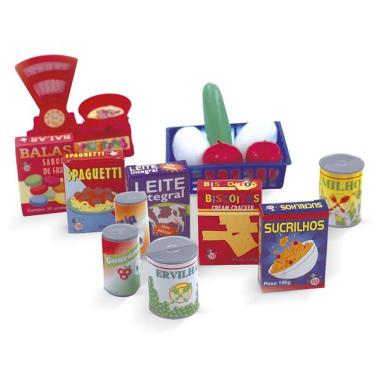 Imagem de Brinquedo de Faz de Conta Super Market 16 Peças Mercadinho Infantil Pica Pau Brinquedos
