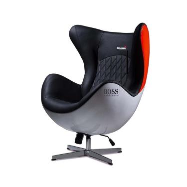 Imagem de Poltrona Decorativa Egg Chair MP4 SN 88 Branco e Vermelho para Sala de Estar Gran Belo