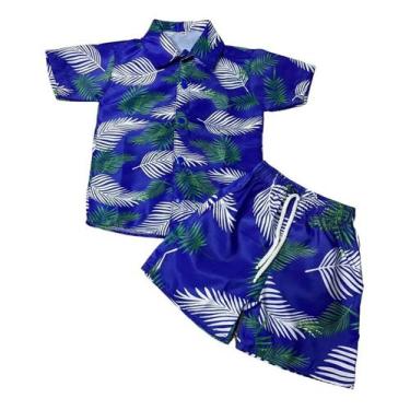 Imagem de Conjunto Mauricinho Social Bermuda E Camisa Estampada 05 - PEQUENOS EN