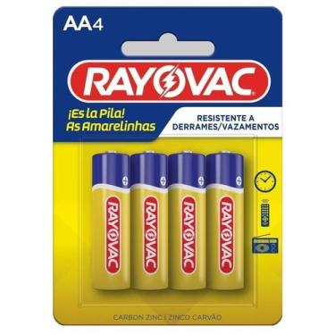 Imagem de Pilha Zinco Aa4 Rayovac Amarelinhas Cartela Com 04 Unidades - UN / 4