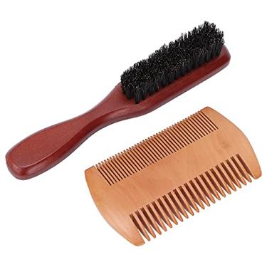 Imagem de Conjunto de escova de pente de barba, pente de barba de madeira conveniente para pai para namorado para marido