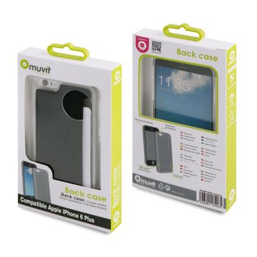 Imagem de Capa com porta cartão p/ iPhone 6/6S Plus - Fosco Transparente c/ Preto | Muvit
