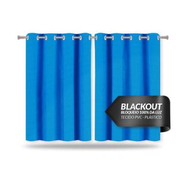 Imagem de Cortina Blackout Corta Luz Azul De Pvc 2,80M X 1,60M Ideal Para Varão