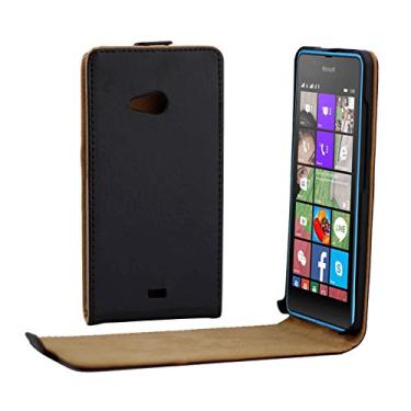 Imagem de Capa ultrafina de couro com botão magnético flip vertical para Microsoft Lumia 540 (preto) Capa traseira para telefone (cor: preta)