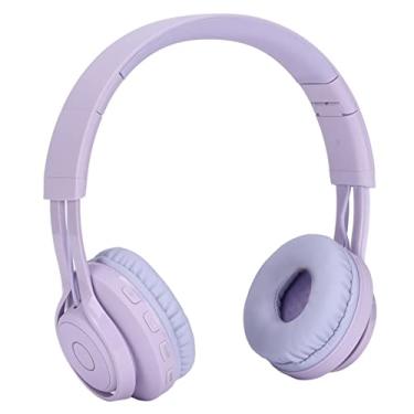 Imagem de Fones de ouvido Bluetooth para crianças, 20 metros / 65 pés com economia de espaço RGB colorida com fones de ouvido infantis com microfone para PC(Roxa)