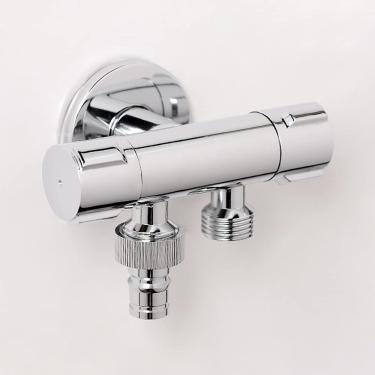 Imagem de C/H Válvula divisor de mangueira de jardim coletor de torneira de latão 2 vias, adaptador de torneira dupla, adaptador de torneira de jardim com válvulas de ligar/desligar individuais para casa, cozinha, jardim ao ar livre