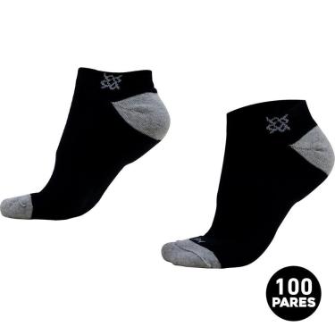 Imagem de Meia HUPI Casual Soft Preto e Cinza - Kit 100 Pares Unissex