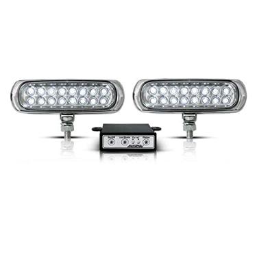 Imagem de Kit Farol Milha Autopoli Ap960 Strobo Safetycar 16 Leds Luz cor Super Branco