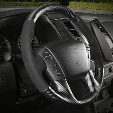 Imagem de JEZOE Cobertura de volante de carro personalizada costurada à mão de fibra de carbono, para Nissan Patrol 2017-2020 acessórios interiores automotivos