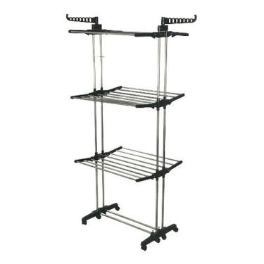 Imagem de Varal De Chão Com 3 Andares - Aço Inox - Móvel E Dobravel