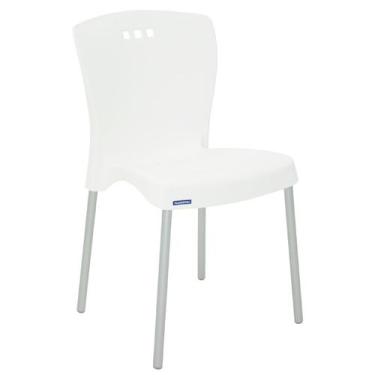 Imagem de Cadeira Tramontina Mona Em Polipropileno Branco Com Pernas De Alumínio