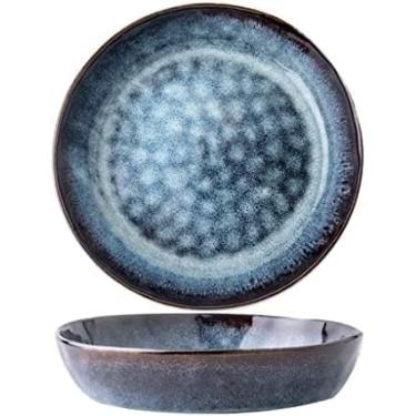 Imagem de KRASS Tigela grande de cerâmica prato retrô prato profundo tigela de salada prato doméstico grande tigela de legumes tigela de sopa 28 centímetros, A, colecionador 88