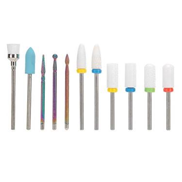 Imagem de Conjunto de 11 peças/conjunto de brocas de unhas cabeça de moagem de unhas, ferramentas de lixa de unhas, cabeça de esmerilhamento de unhas de aço de tungstênio conjunto de brocas de unhas de cerâmica