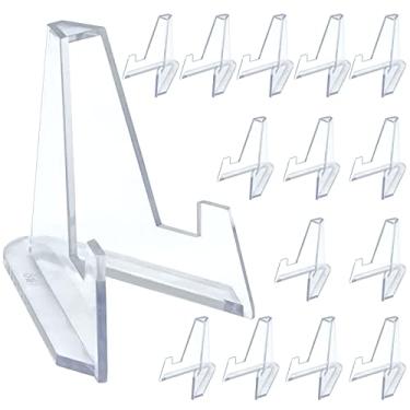 Imagem de QDAOYU Suporte de exibição de 14 peças, mini suportes de exibição de acrílico transparente portátil para cartões Toploader Penny Sleeves, basquete, futebol, beisebol, cartões esportivos