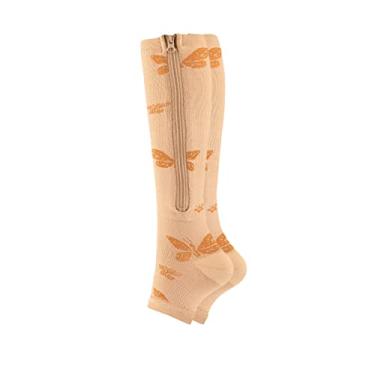 Imagem de Tingpai 1 par de meias com zíper perna panturrilha mangas pa corrida caminhada escalada condução vôo em pé inchaço alívio da dor