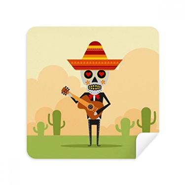 Imagem de Chapéu Crânio Guitarra Feliz Ilustração Óculos Pano Limpador de Tela Tecido Camurça Pacote com 2