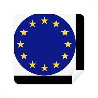 Imagem de Bandeira nacional da UE Europa com símbolo do país óculos pano de limpeza limpador de tela de telefone tecido de camurça 2 peças