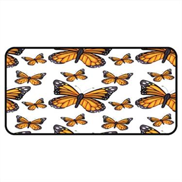 Imagem de Vijiuko Tapetes de cozinha borboletas em fundo branco área de cozinha tapetes e tapetes antiderrapante tapete de cozinha tapete de pé lavável para chão de cozinha escritório em casa pia lavanderia interior exterior 101,6 x 50,8 cm