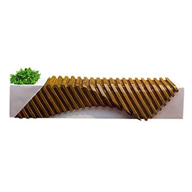 Imagem de KIZQYN Banco de jardim de fibra de vidro banco de lazer simples banco ao ar livre elegante com vaso de flores banco de aparência de madeira listrado 213 centímetros móveis de lazer ao ar livre bancos ao ar livre