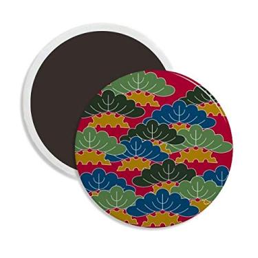 Imagem de Pintura Cultura Japonesa Folhas Cerâmica Redonda Ímã Decoração Lembrança