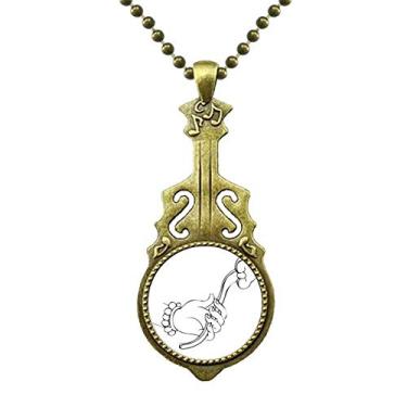 Imagem de DIYthinker Colar com estampa de desenho de linha de budismo e ruyi, pingente de música de guitarra antiga