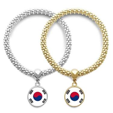 Imagem de DIYthinker Bandeira nacional da Coreia do Sul da Ásia Country Lover Pulseira bracelete pingente joias corrente presente para casal