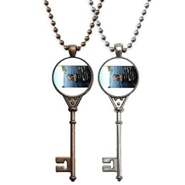 Imagem de OFFbb-USA Lago Fishing Boat Fotografia Chaveiro Colar Pingente Joias Decoração de Casal