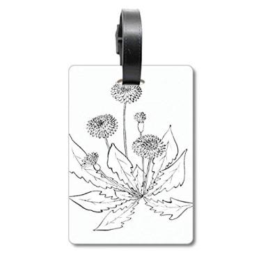Imagem de Dente-de-leão florescendo flores pretas e brancas com etiqueta para bagagem, cartão para pendurar