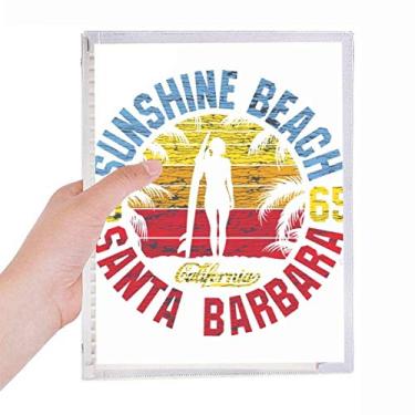 Imagem de Caderno com estampa de ilustração de praia de coqueiro, folhas soltas, diário recarregável, papelaria