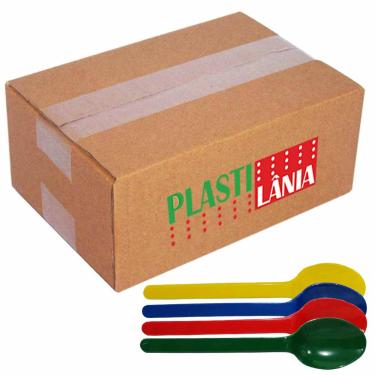 Imagem de Colher Plástica Sobremesa Plastilânia Colorida 1000 Unidades 300442