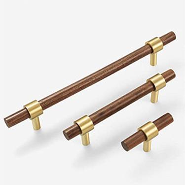 Imagem de Combinante de latão e madeira de nogueira preta. Maçaneta de puxar a cor da maçaneta ajustável, passo do furo 96 mm