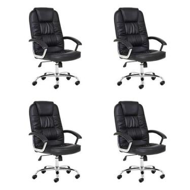 Imagem de Conjunto Com 4 Cadeiras De Escritório Presidente Giratórias Finland Pr