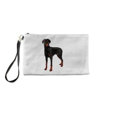 Imagem de Bolsa de maquiagem Doberman Pinscher, bolsa de maquiagem Doberman Doggie, estojo de cosméticos Doberman Doberman, bolsa de higiene pessoal com amor de cachorro, ideia de presente de cesta de Natal de aniversário, Branco, Bolsa Cosmética