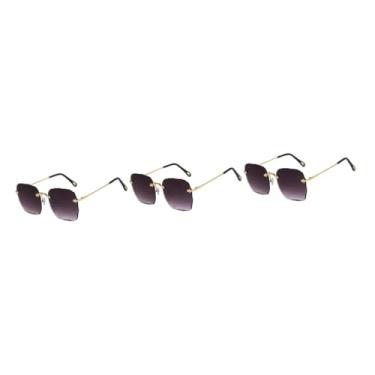 Imagem de PACKOVE 3 Pecas Óculos De Sol Para Mulheres Anti Lente Óculos De Sol De Resina Óculos De Sol Sem Aro Óculos De Lente Transparente Óculos De Sol Meia Armação Quadro Grande Oculos De Sol