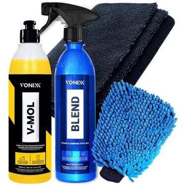 Imagem de Kit Shampoo Automotivo V-Mol 500ml Blend Pano Luva Vonixx